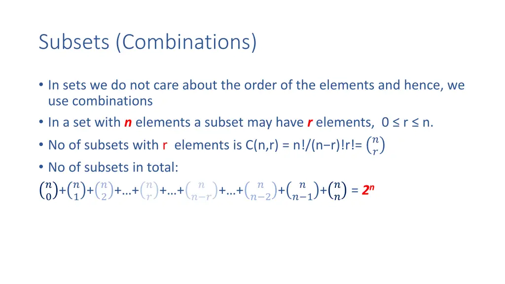 subsets combinations