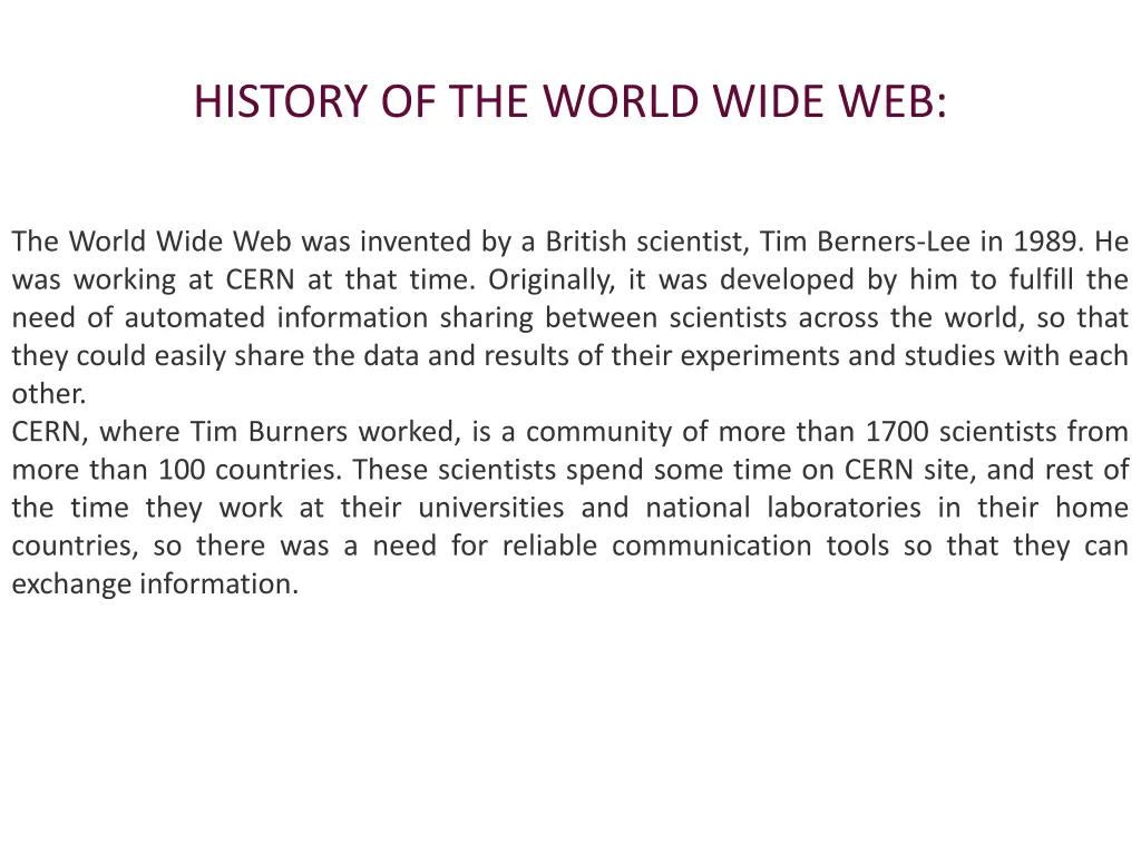 history of the world wide web