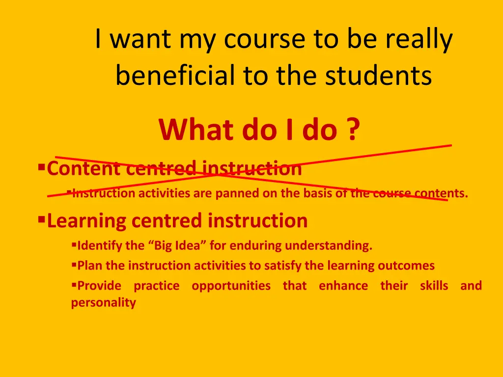 i want my course to be really beneficial