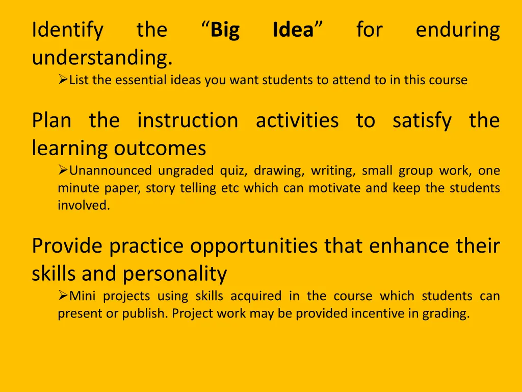identify understanding list the essential ideas
