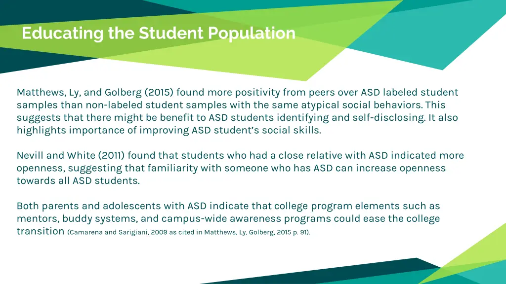 educating the student population