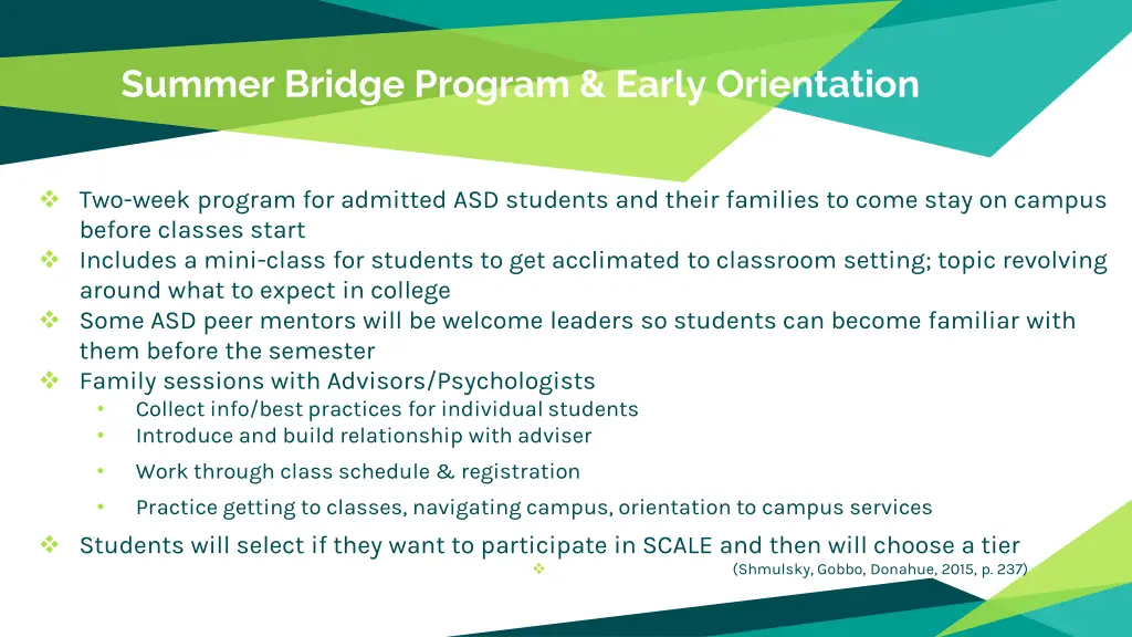 summer bridge program early orientation