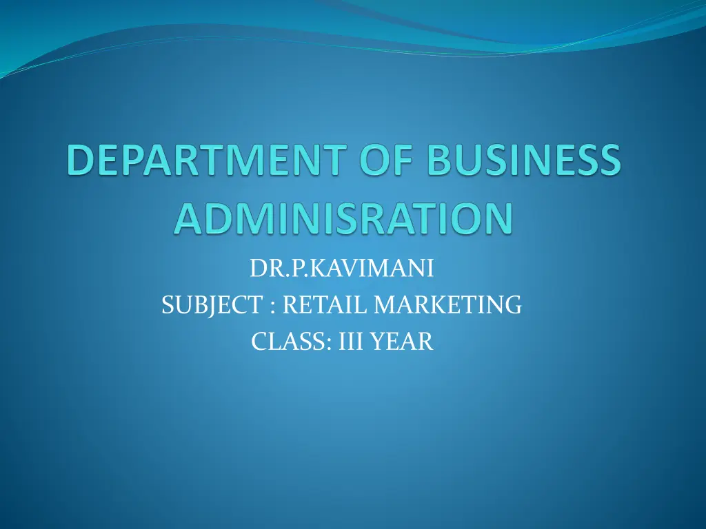 dr p kavimani subject retail marketing class
