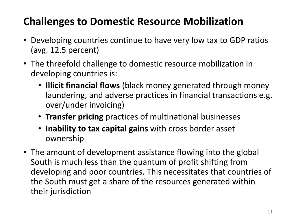 challenges to domestic resource mobilization