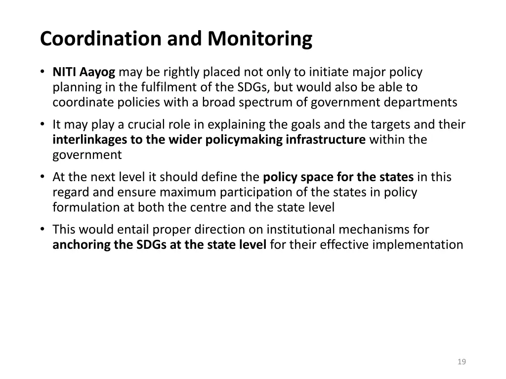 coordination and monitoring