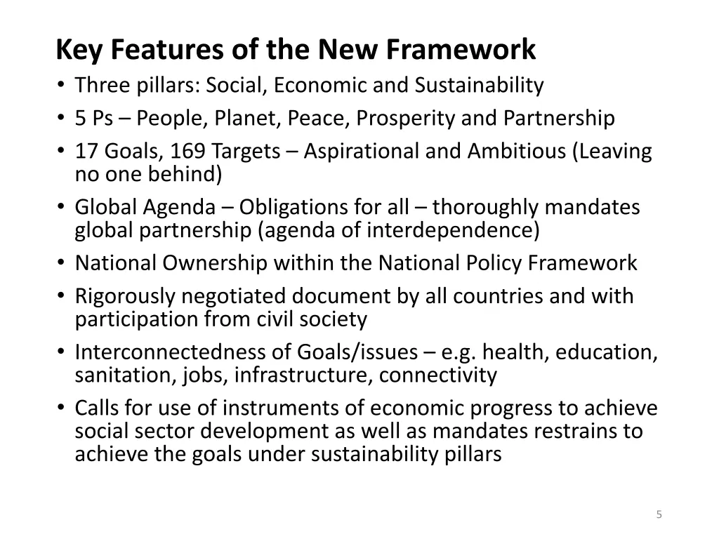 key features of the new framework three pillars