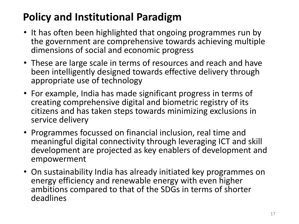policy and institutional paradigm it has often