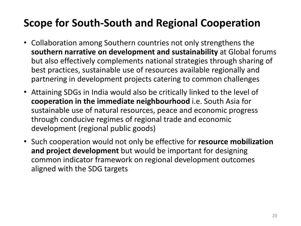 scope for south south and regional cooperation
