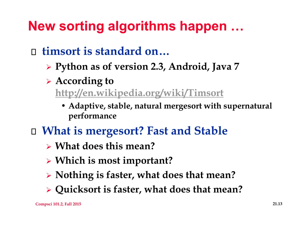 new sorting algorithms happen