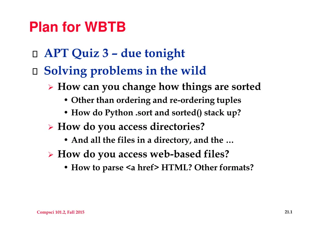 plan for wbtb
