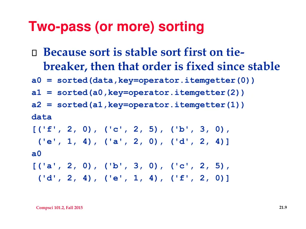 two pass or more sorting