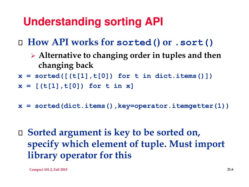 understanding sorting api