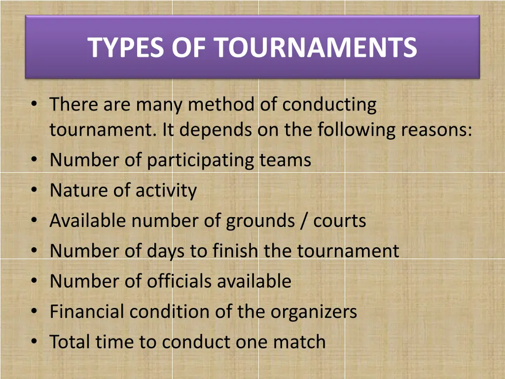 types of tournaments