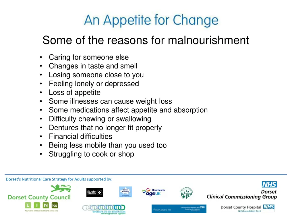 some of the reasons for malnourishment