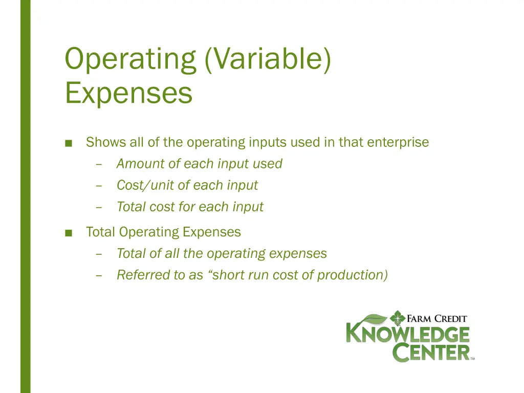 operating variable expenses