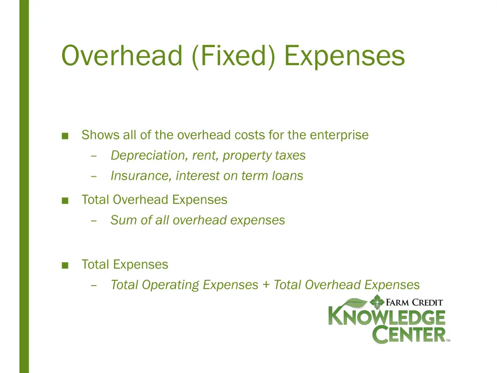 overhead fixed expenses
