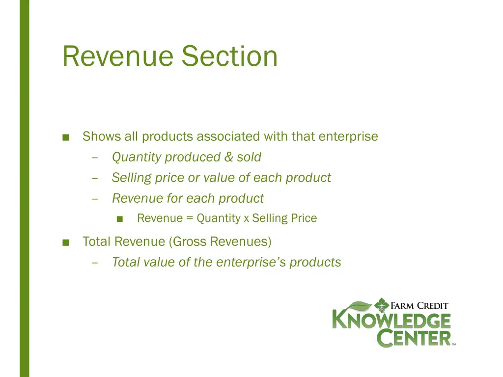revenue section