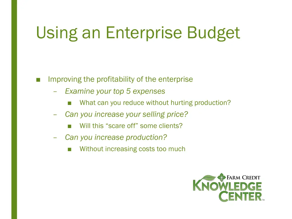 using an enterprise budget