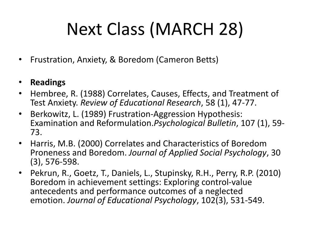 next class march 28