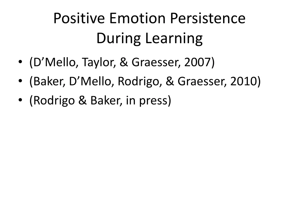 positive emotion persistence during learning