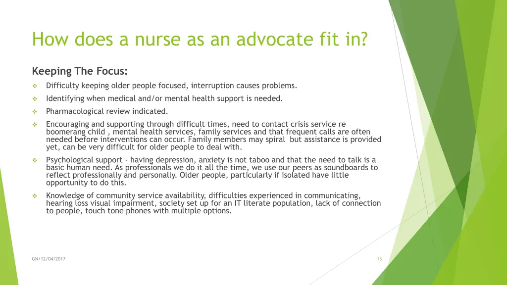 how does a nurse as an advocate fit in 7