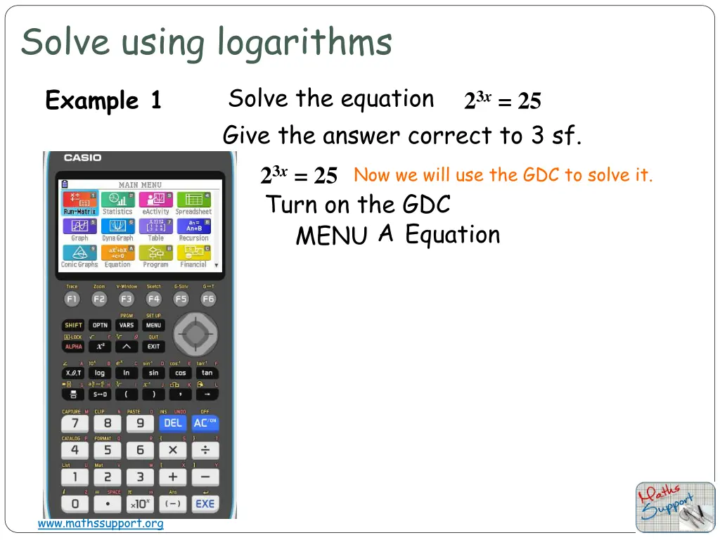 solve using logarithms 1