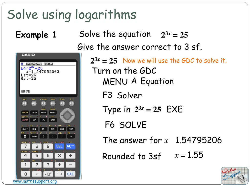 solve using logarithms 5