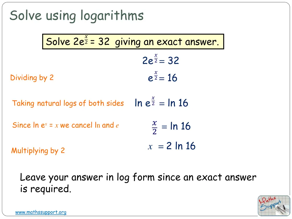 solve using logarithms 7