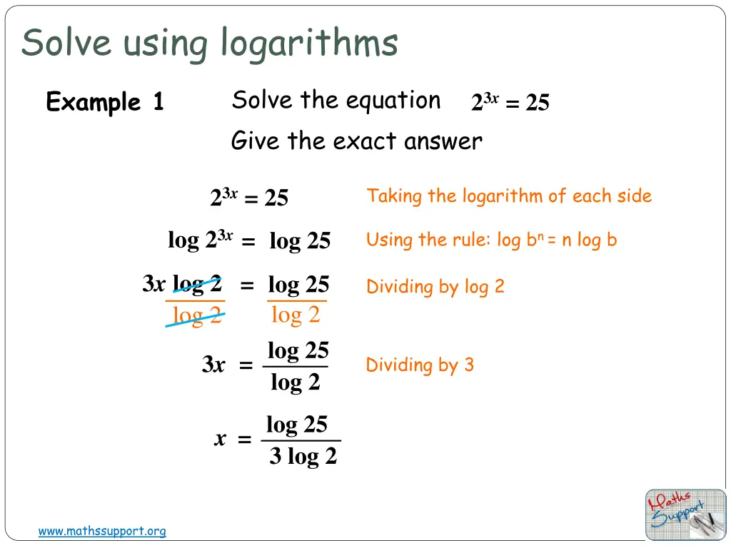 solve using logarithms