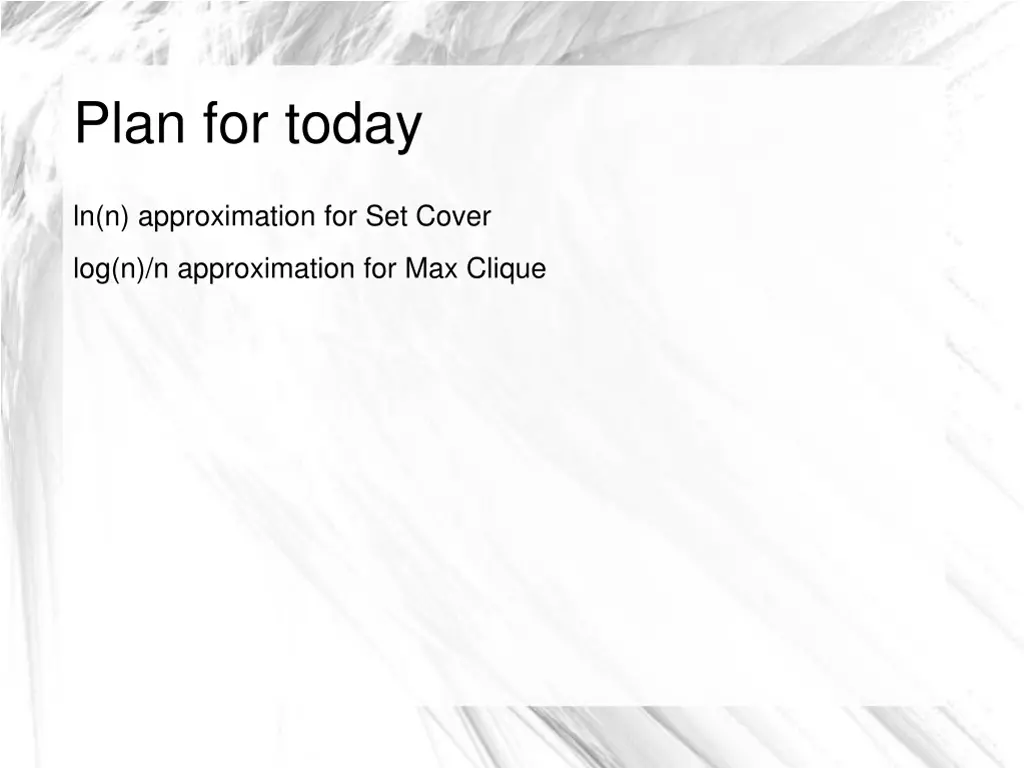 plan for today