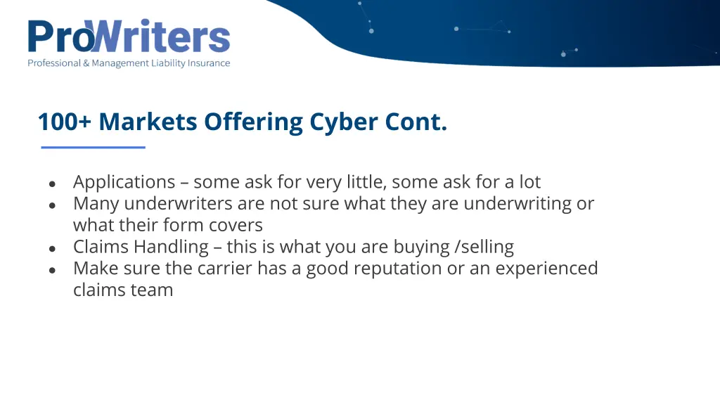 100 markets offering cyber cont