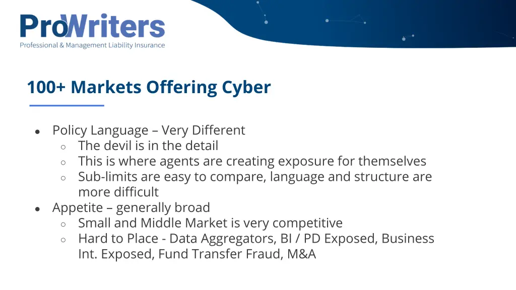 100 markets offering cyber