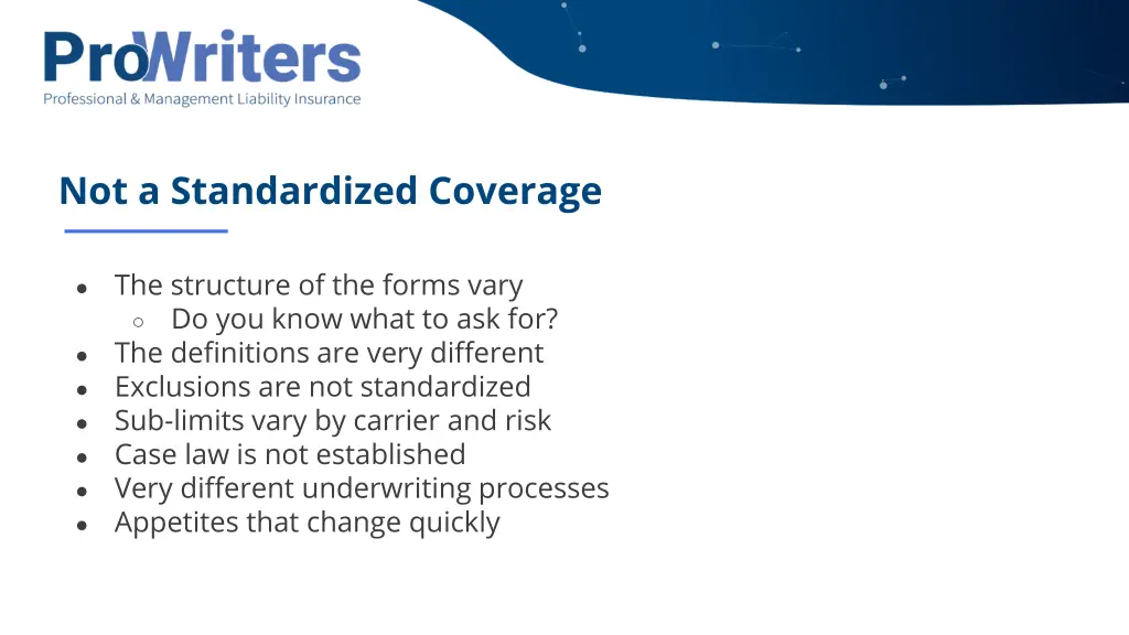 not a standardized coverage