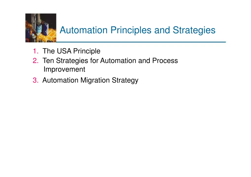 automation principles and strategies