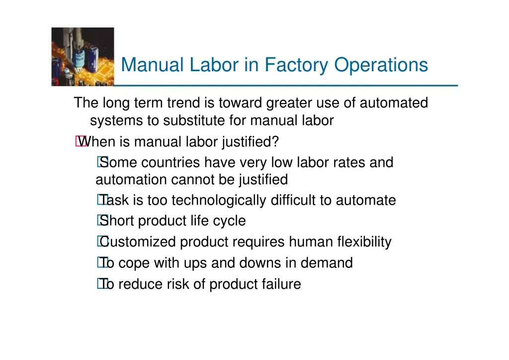 manual labor in factory operations