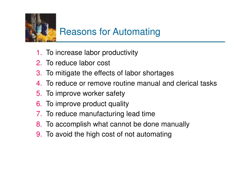 reasons for automating