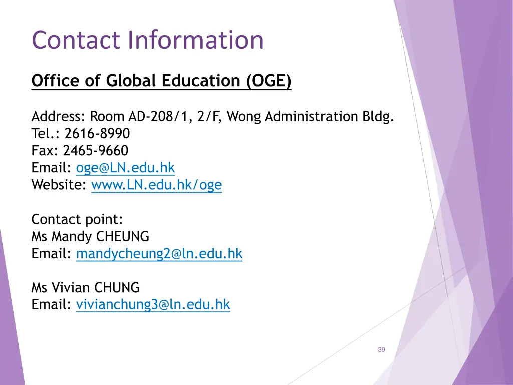 contact information