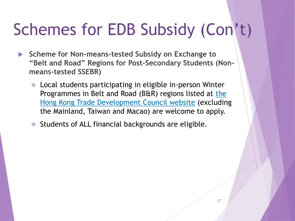 schemes for edb subsidy con t