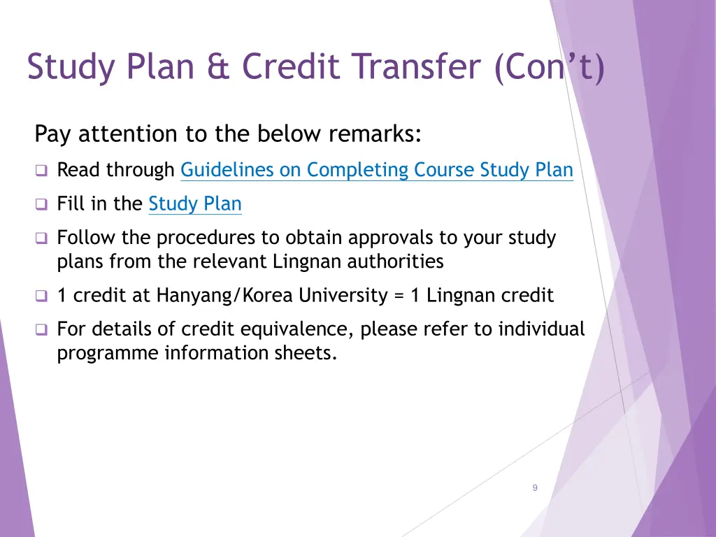 study plan credit transfer con t 1