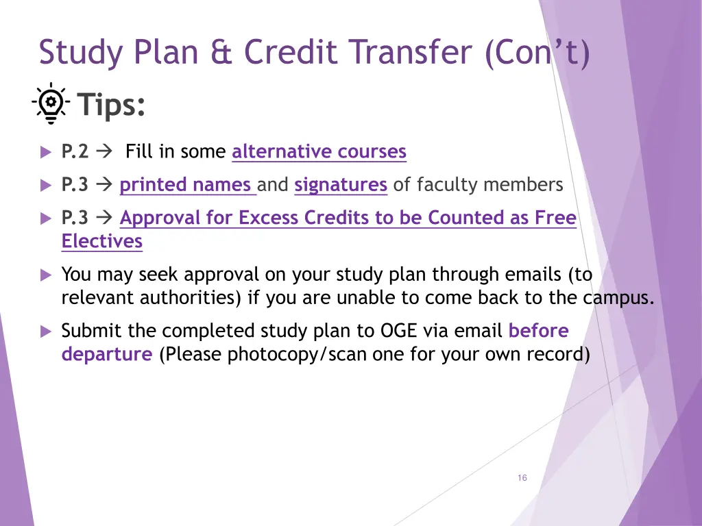 study plan credit transfer con t 3