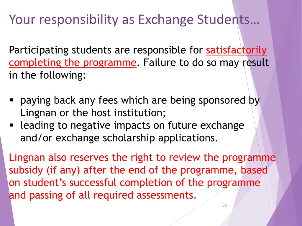 your responsibility as exchange students