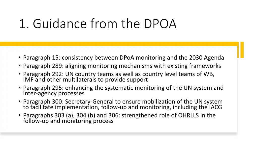 1 guidance from the dpoa