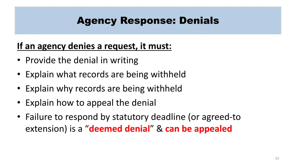 agency response denials