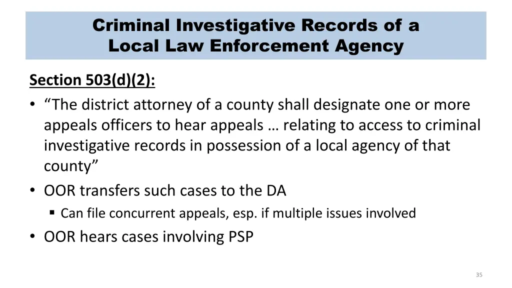 criminal investigative records of a local