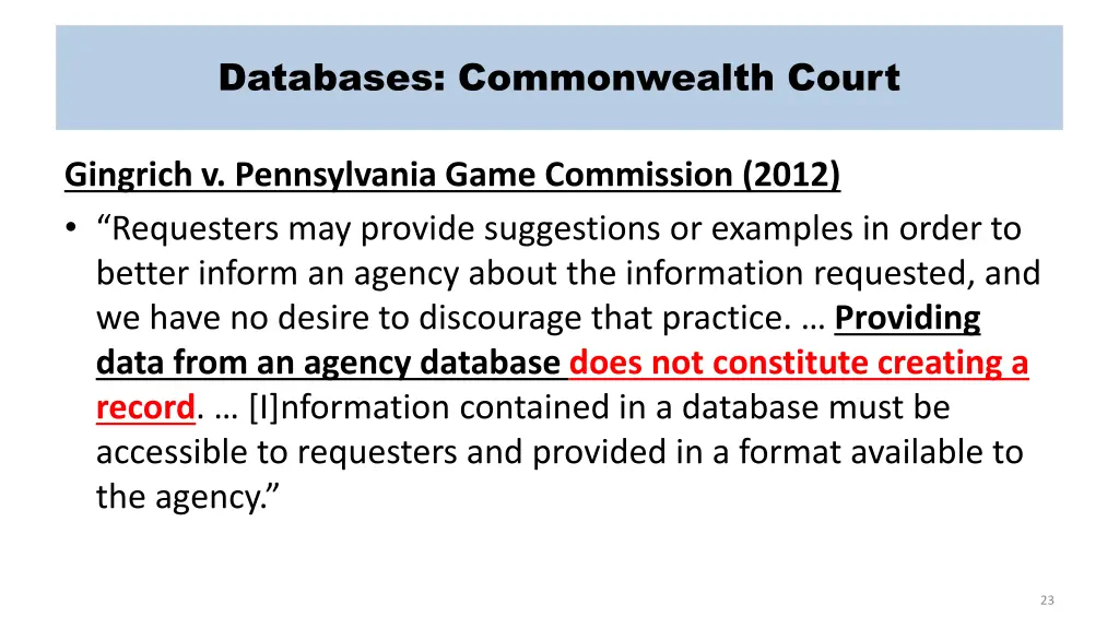 databases commonwealth court