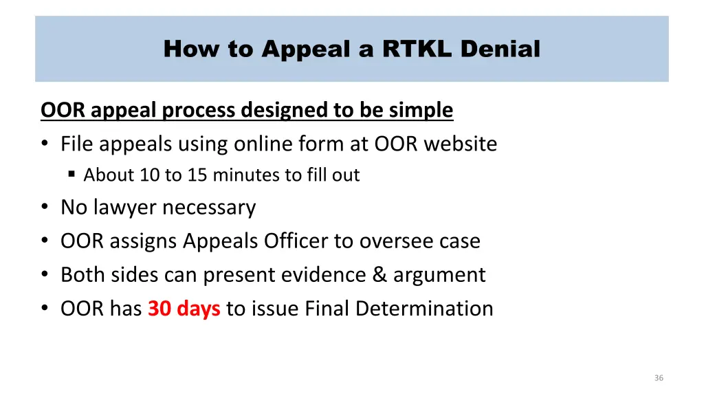 how to appeal a rtkl denial