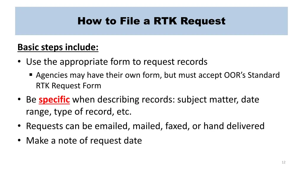 how to file a rtk request 1