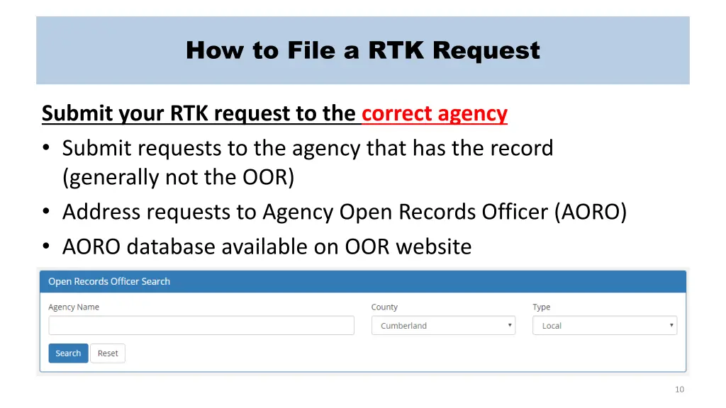 how to file a rtk request