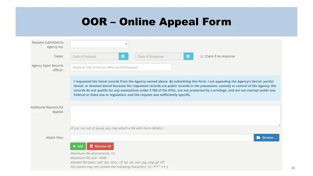 oor online appeal form 1