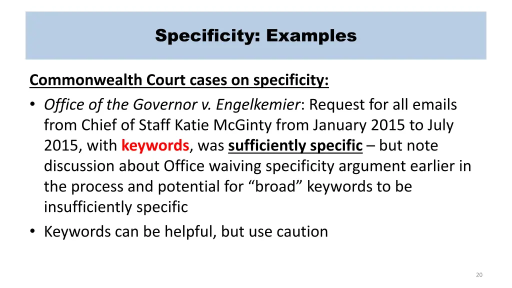 specificity examples 2